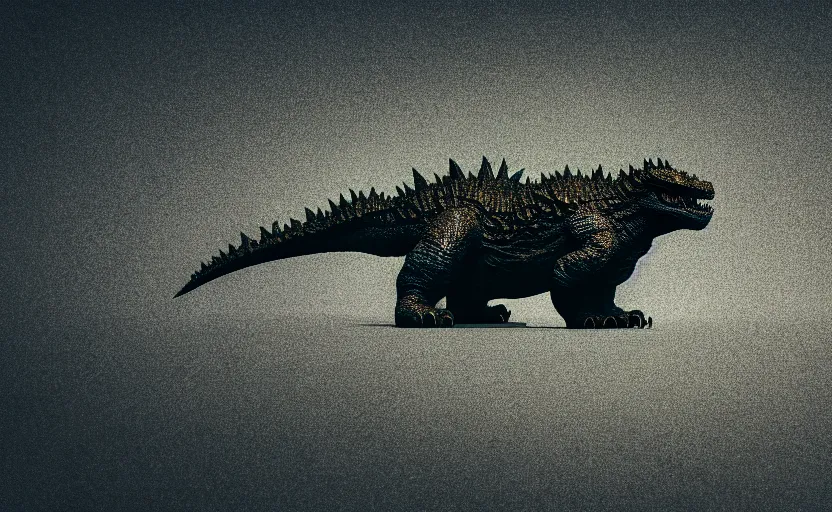 Image similar to photograph of Godzilla near Columbus Ohio, one point perspective, 1-point perspective, tilt shift, sigma 85mm f/1.4, 4k, depth of field, high resolution, 4k, 8k, hd, full color