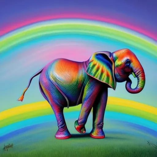 Prompt: a surreal picture of a rainbow - coloured elephant by mark ryden insanely quality, elegant, highly detailed, digital painting, artstation, concept art, pop, smooth, sharp focus, illustration, art by mark ryden and lisa frank and dali 3 d 8 k ultra detailed