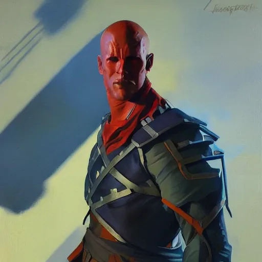 Image similar to greg manchess portrait painting of partially armored yondu udonta as overwatch character, medium shot, asymmetrical, profile picture, organic painting, sunny day, matte painting, bold shapes, hard edges, street art, trending on artstation, by huang guangjian and gil elvgren and sachin teng