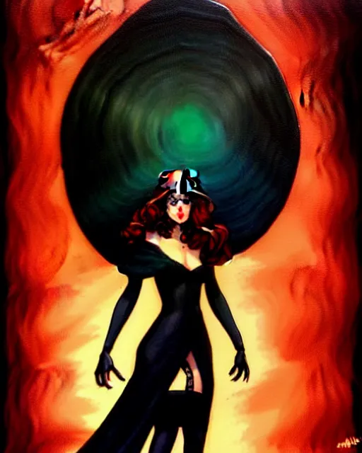 Image similar to rafael albuquerque comic art, peter mohrbacher, steve niles, artgerm, pretty mary elizabeth winstead witch, black dress, symmetrical eyes, long blonde hair