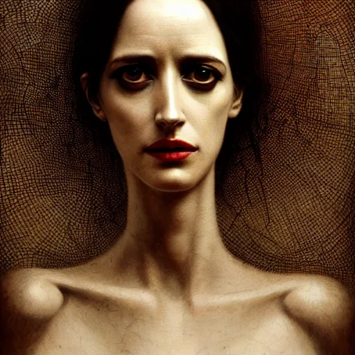 Image similar to portrait of eva green art by toha mashudi and beksinski and szukalski and giger and and pyromallis and dzo and iris compiet and seb mckinnon and, digital art, highly detailed, intricate, sharp focus, trending on artstation hq, deviantart, pinterest, unreal engine 5, 4 k uhd image