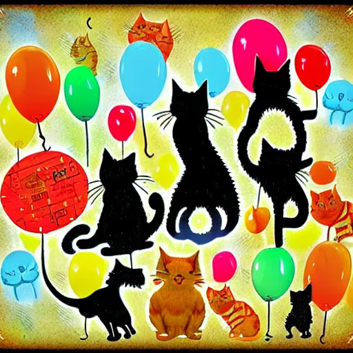 Prompt: cats party digital art