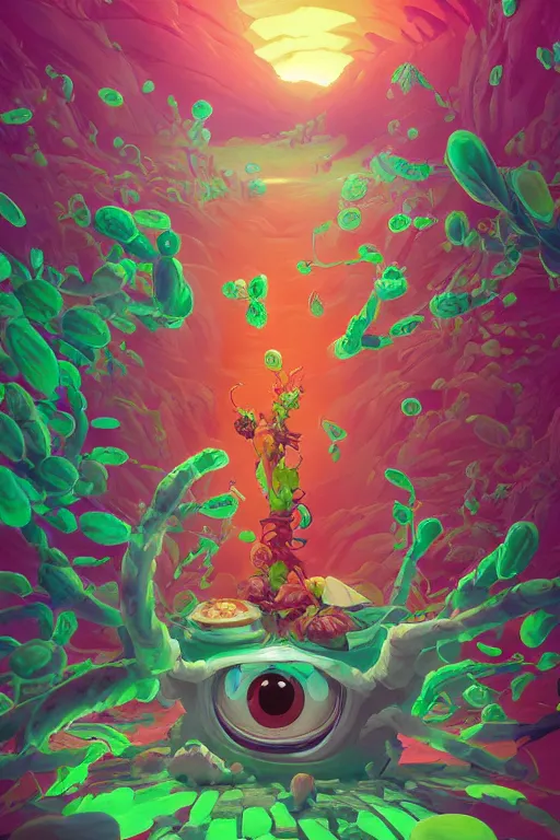 Image similar to roots cactus sushi cristal smurf ghost creature animal sushi cristal very big eye roots cactus elemental flush of force nature micro world fluo fishscale, behance hd by jesper ejsing, by rhads, makoto shinkai and lois van baarle, ilya kuvshinov, rossdraws radiating a glowing aura global illumination ray tracing hdr