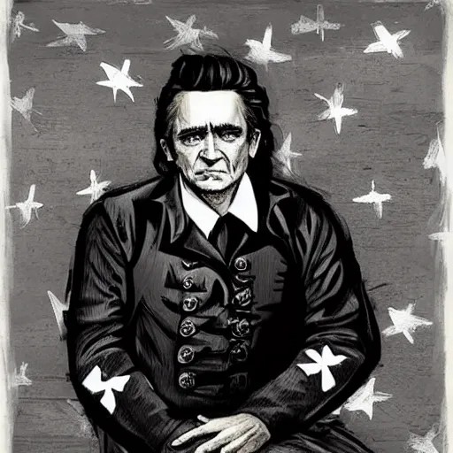 Image similar to johnny cash as a revolutionary war general