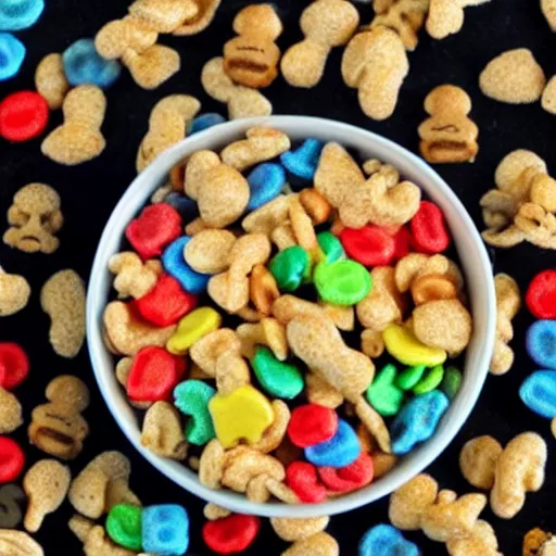 Prompt: lucky charms cereal 🥣 but it’s made of bones