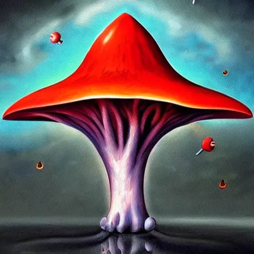 Image similar to ❤🔥🍄🌪, trending on art station, in the sky, highly realistic surrealist art