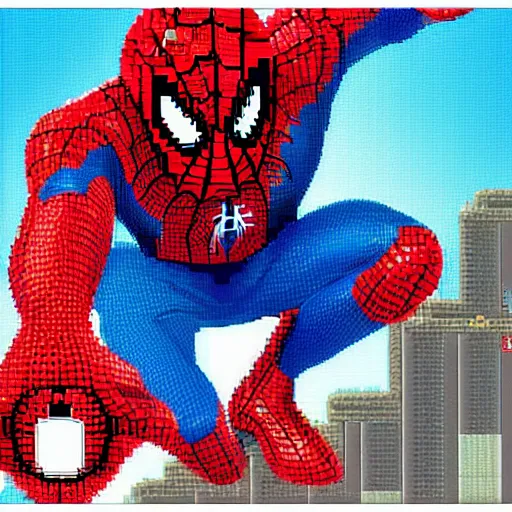 Prompt: spider - man video game for nes, pixel art, 8 - bit