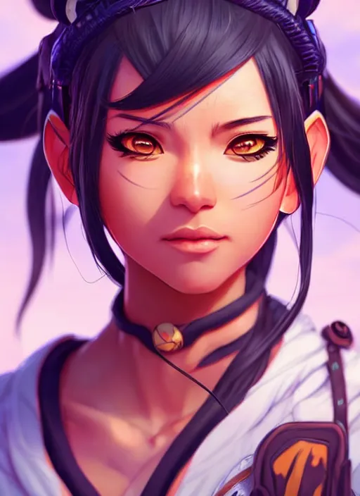 Prompt: Jasmine the Tiger Princess in apex legends as an anime character digital illustration portrait design by Ross Tran, artgerm detailed, soft lighting