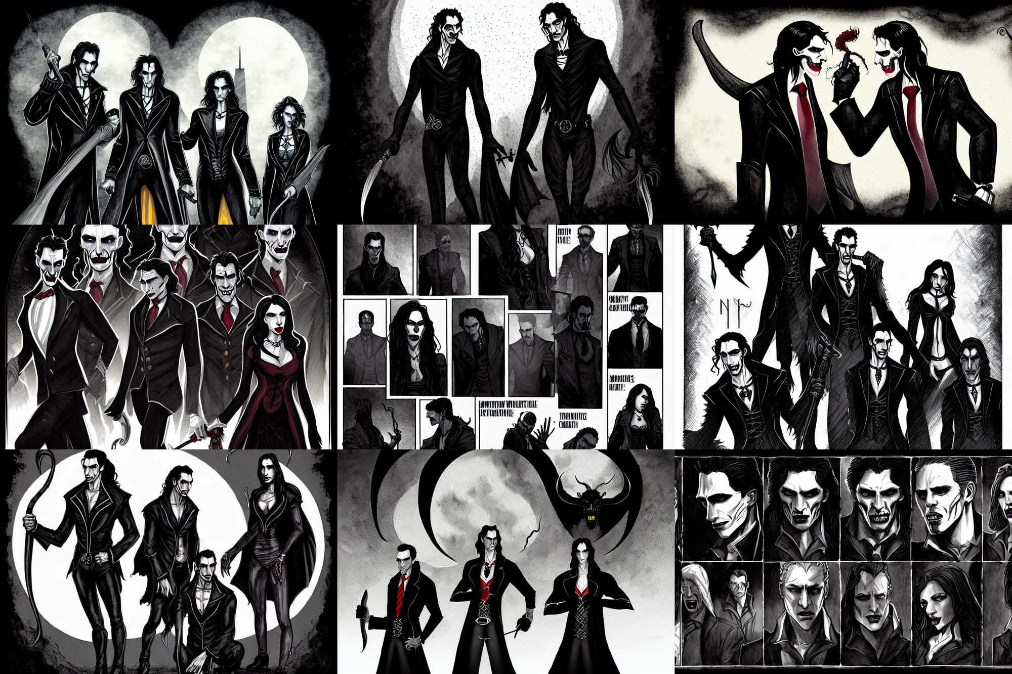 Prompt: illustration of the invictus vampires of chicago, chronicles / new world of darkness ( by white wolf )