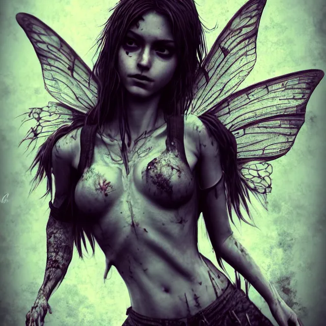 Prompt: full body pose, beautiful adult native fairy, dirty, grungy, grunge, highly detailed, 4 k, hdr, smooth, sharp focus, high resolution, award - winning photo, artgerm, photorealistic