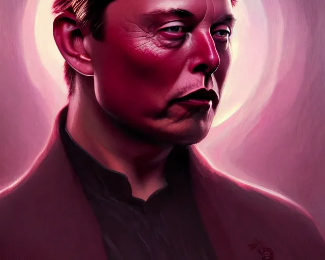 Image similar to elon musk in the image of beetroot, with burgundy skin, deep focus, d & d, fantasy, intricate, elegant, highly detailed, digital painting, artstation, concept art, matte, sharp, illustration, art by artgerm and greg rutkowski and alphonse mucha