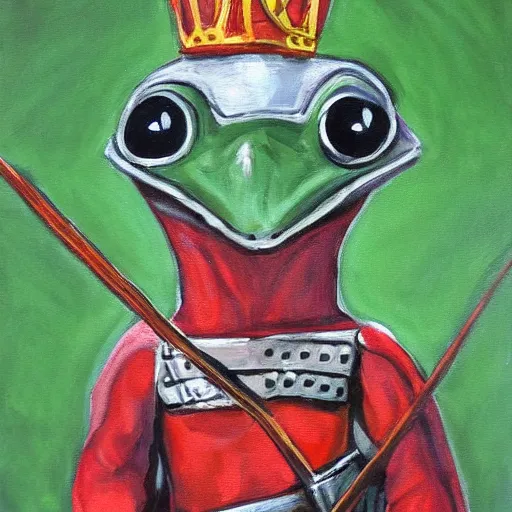 Image similar to frog knight, painting,