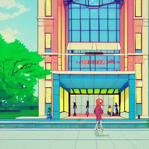 Prompt: a beautiful picture of the entrance of an high school, art by masaaki yuasa, trending on artstation