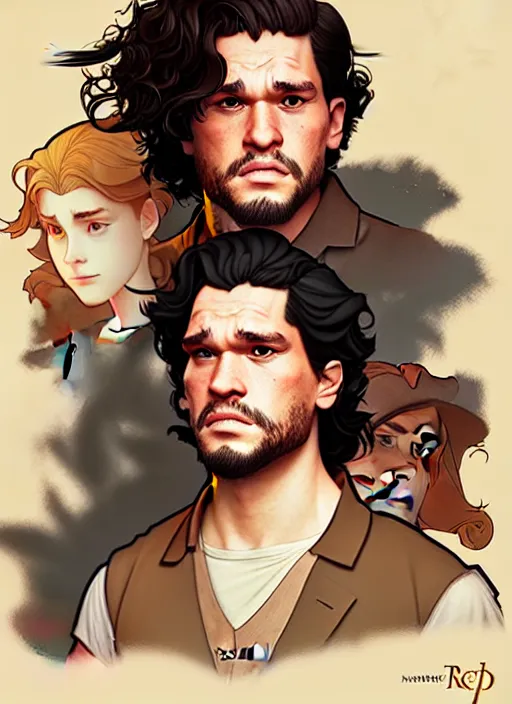 Prompt: art kit harrington, natural lighting, path traced, highly detailed, high quality, cartoon, digital painting, by don bluth and ross tran and studio ghibli and alphonse mucha