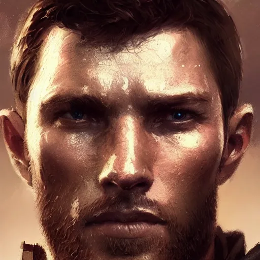 Image similar to portrait of a man by greg rutkowski, jedi commander, he looks like scott eastwood, wearing the tactical gear of the galactic alliance, star wars expanded universe, he is about 5 0 years old, highly detailed portrait, digital painting, artstation, concept art, smooth, sharp foccus ilustration, artstation hq