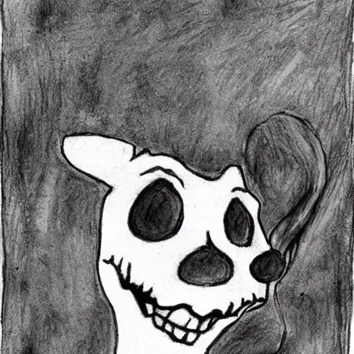 Image similar to grunge drawing of a dog in the style of corpse bride