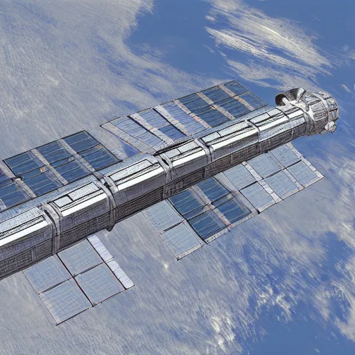 Image similar to first - angle projection of a huge space station, concept art, digital art