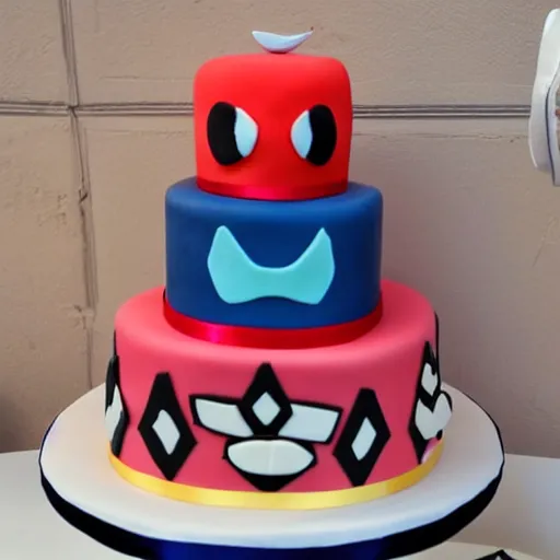 Prompt: Kirby themed wedding cake