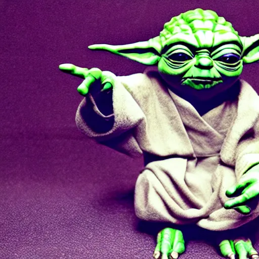 Image similar to yoda sitting on toilet