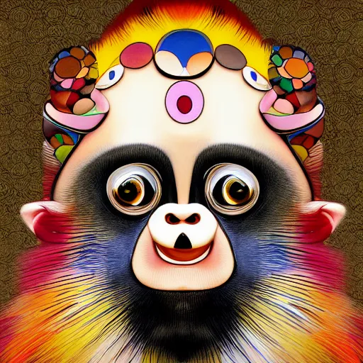 Image similar to the portait of a primate by takashi murakami, digital art, 4 k, detailed