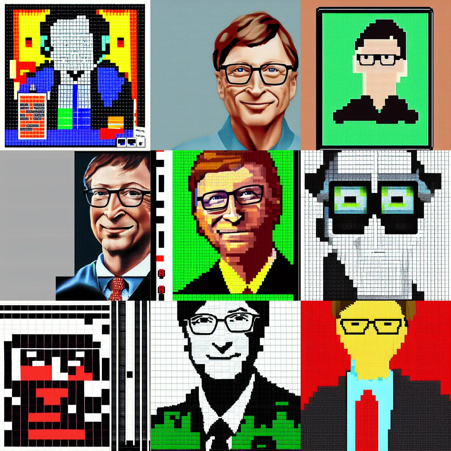 Prompt: detailed colecovision portrait of bill gates, pixel art