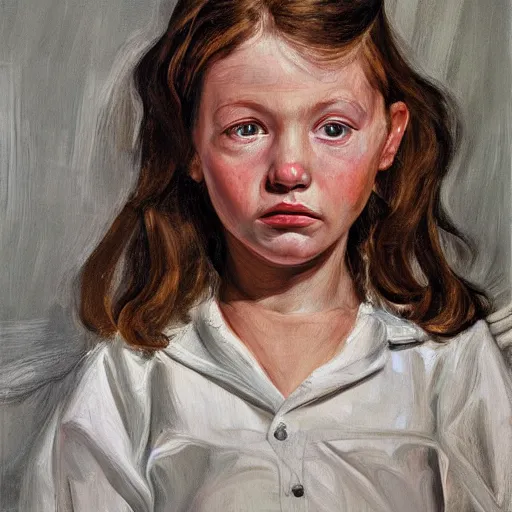 Image similar to high quality high detail painting by lucian freud, hd, cutest girl portrait, photorealistic lighting