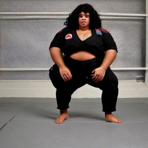 Prompt: photo of chubby black bjj athlete posing