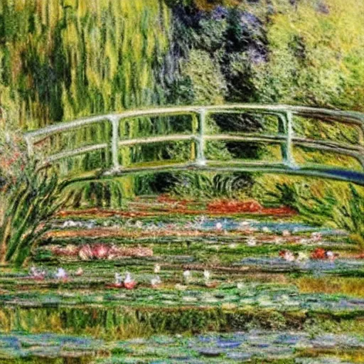 Image similar to some lovely waterlilies in a pond in the garden in france, by monet
