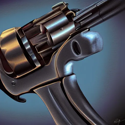 Image similar to an electricity powered revolver, concpet digital art, detailed, perfect, 4k