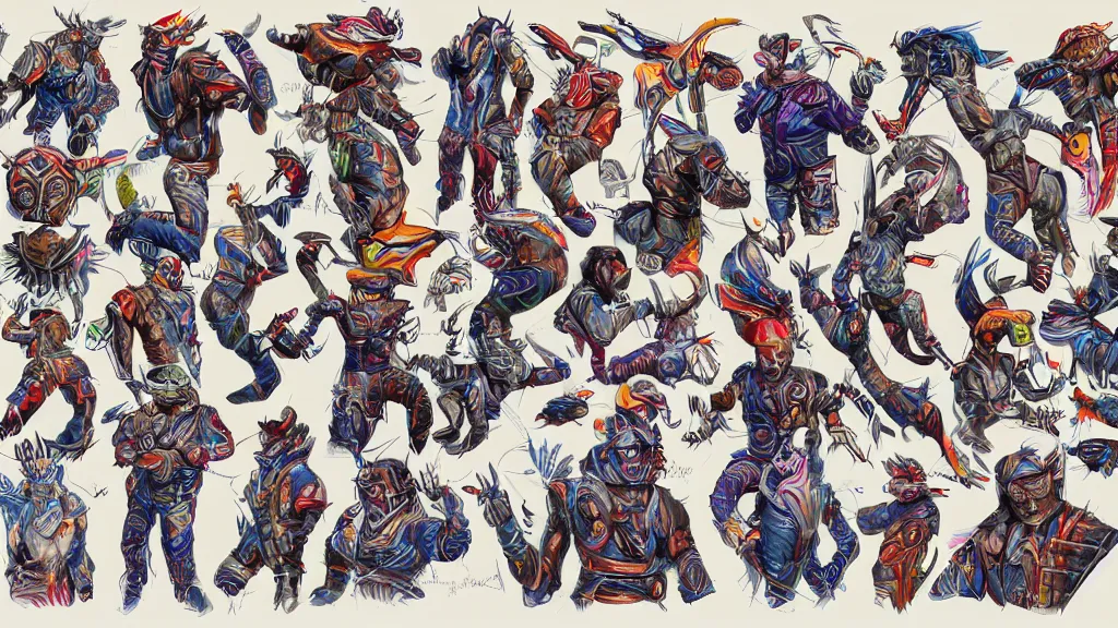 Image similar to colorful and vivid highly detailed character sheet for a handsome muscular masculine lynx - man space - pirate with head of lynx, long tail, swashbuckling and romantic, retrofuture, high contrast, realistic, coherent, illustration, digital art, trending on artstation, hd, 8 k, good lighting, beautiful, rough paper, masterpiece