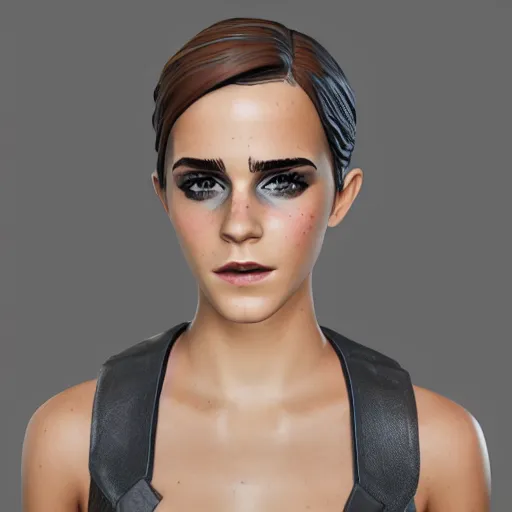 Prompt: textured film grain eye shadow smoky eyes fashion model face emma watson as a fortnite character cgsociety octane render unreal engine redshift render trending on artstation trending on artstation render blender behance cg superhero