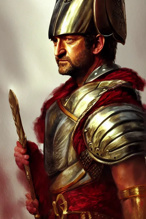 Prompt: portrait gerard butler as a greek king with a watermelon helmet, greek, intricate, headshot, key visual, conceptart, ambient lighting, highly detailed, digital painting, artstation, concept art, sharp focus, by makoto shinkai and akihiko yoshida and greg manchess