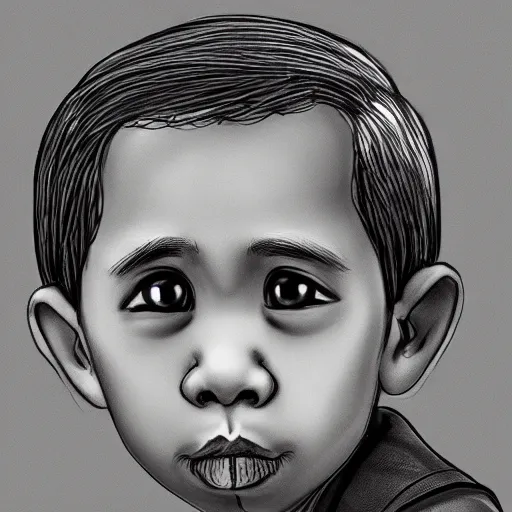 Image similar to child scribble of jokowi, behance,artstation