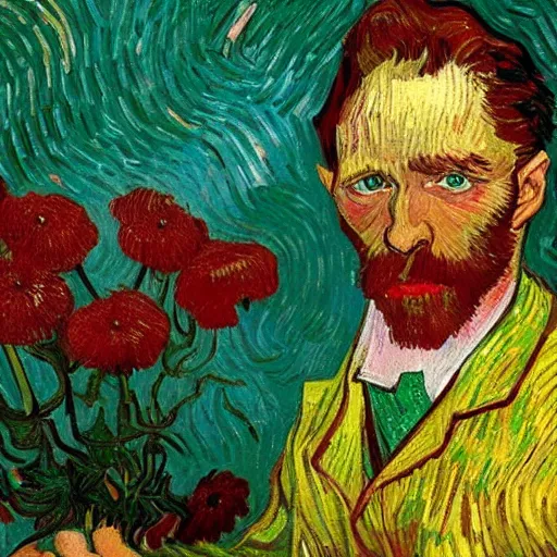 Image similar to portrait of young jason isaacs as a florist, long shot, van gogh