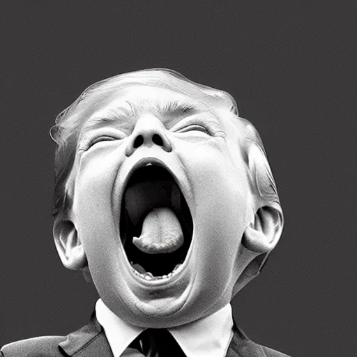 Image similar to illustration of baby donald trump screaming