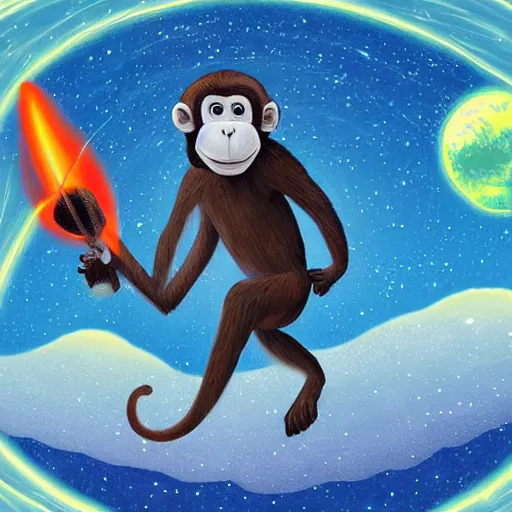 Image similar to monkey piloting a space craft, digital art, high quality, high resolution