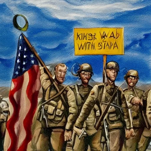 Prompt: painting of ww3 USA