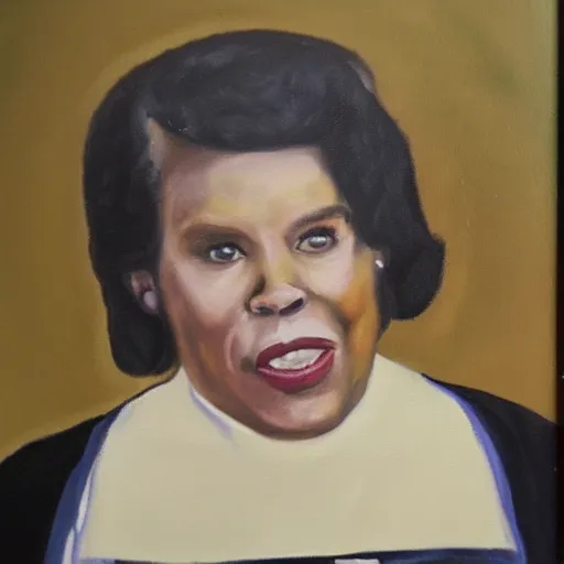 Image similar to clancy from tv show midnight gospel as an oil painting