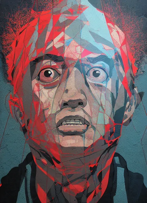 Image similar to symmetry!! portrait of tetsuo from akira, by sachin teng, organic, cables, matte painting, geometric shapes, hard edges! graffiti, street art