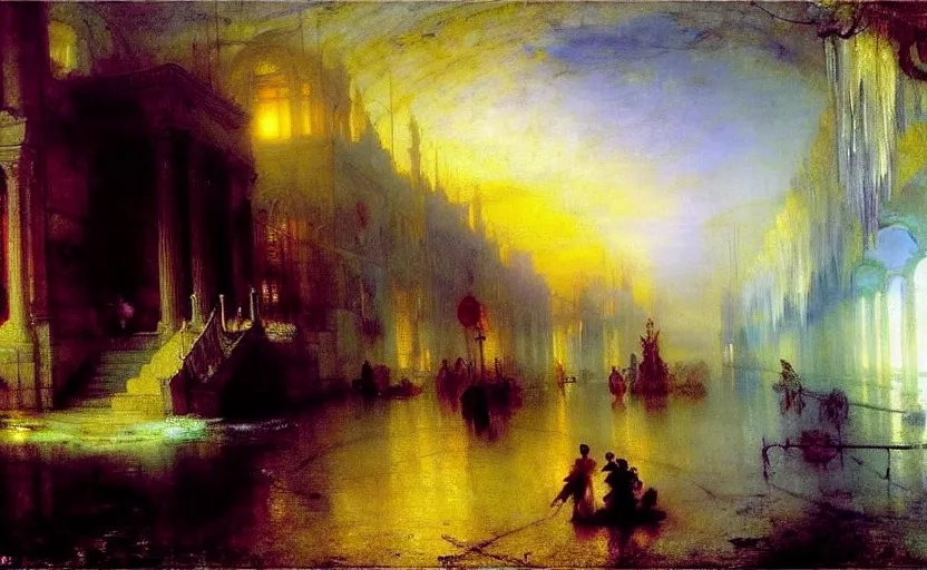 Prompt: neoclassical magical fantasy city, blue light, ice. by henriette ronner - knip, by william henry hunt, by rembrandt, by joseph mallord william turner, by konstantin razumov, concept art,