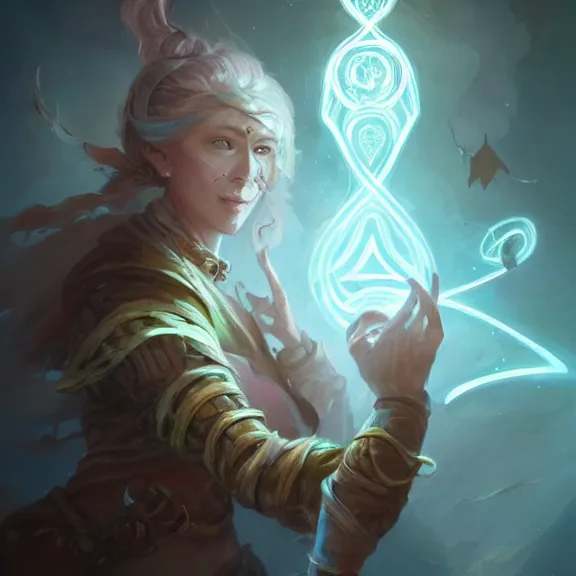 Prompt: a highly detailed portrait in the style of karmen loh and in the style of peter mohrbacher. glowing rune of magical power.