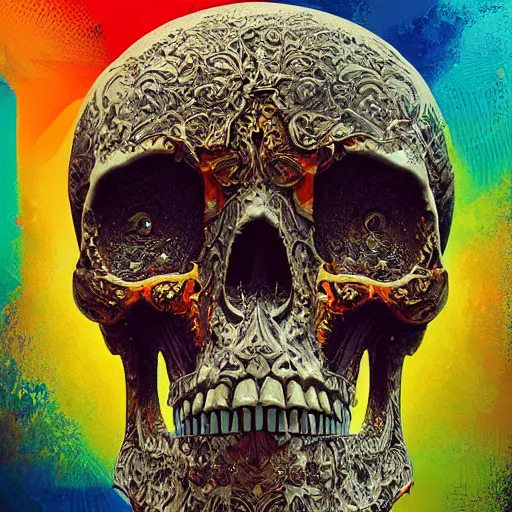 Image similar to portrait_of_a_melting_skull._intricate_abstract._psychedelic_liquod_embossed_intricate_artwork._by_Tooth_Wu_wlop_beeple_dan_mumford._octane_render_trending_on_artstat