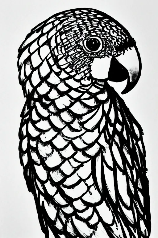 Image similar to parrot ink drawing