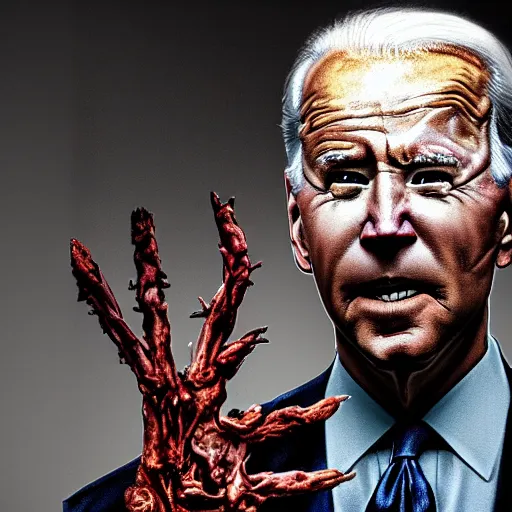 Prompt: joe biden as a rotting zombie, full body portrait, in a front of podeum, horror core, apocalyptic, feeling of grimdark, sharp focus, fiction, hyper detailed, digital art, trending in artstation, cinematic lighting, studio quality, smooth render, unreal engine 5 rendered, octane rendered, art style and nixeu and wlop and krenz cushart