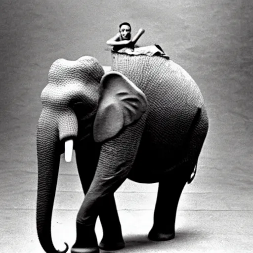 Prompt: John Merrick riding an elephant