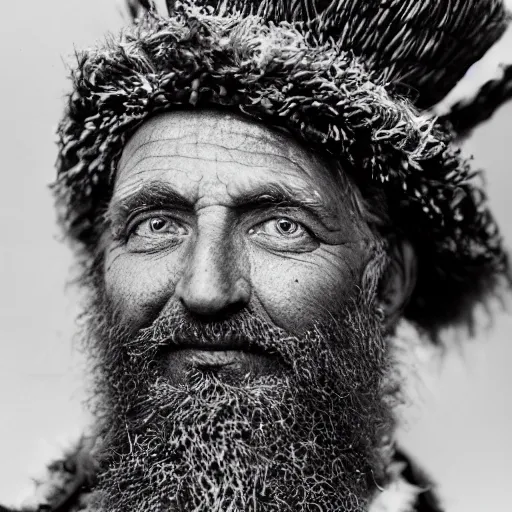 Image similar to closeup portrait of Sinterklaas, by Steve McCurry and David Lazar, natural light, detailed face, CANON Eos C300, ƒ1.8, 35mm, 8K, medium-format print