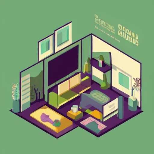 Prompt: room of cannabis flat colors isometric vector illustration minimalist by earle, eyvind render in octane