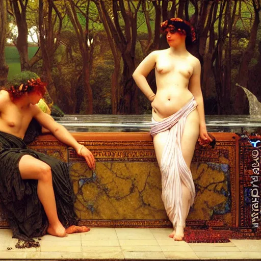 Prompt: oil painting on wood. 1 8 9 6. titled mythos fable portraiture.. by herbert james draper, sir lawrence alma - tadema, john william godward. epitome of victorian era.. cinematic criterion composition by kurosawa, kubrick. still painting.