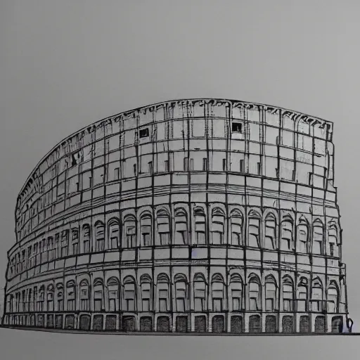 Prompt: cubic colosseum, futurism in the style of gerardo dottori