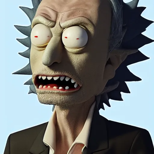 Prompt: Realistic Rick from Rick and Morty, angry S - 3265613489